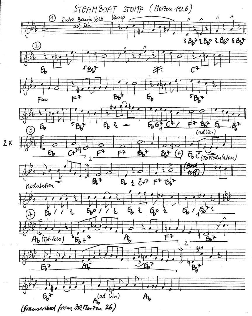 steamboat stomp free jazz leadsheet - Courtesy of the Jungle Jazz Band